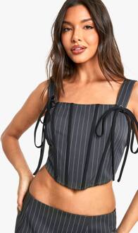 Pinstripe Corset Met Boning Detail, Charcoal - 34