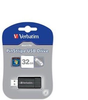 PinStripe USB 2.0 stick, 32 GB, zwart