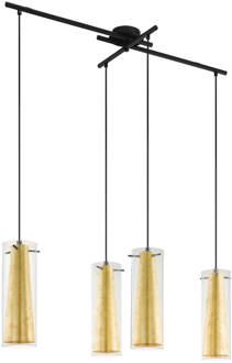 Pinto Gold Hanglamp - E27 - 90,5 cm - Zwart/Goud