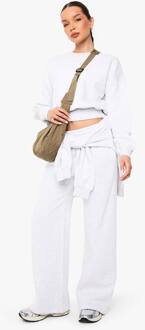 Pintuck Detail Met Diepe Tailleband En Wijde Pijpen Jogger, Ash Grey