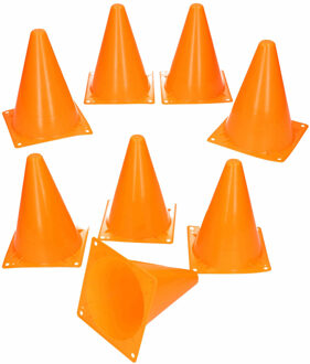 Pionnen - 16x stuks - oranje - 17 cm - plastic - pionnetjes - sport/voetbal training