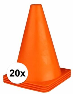 Pionnen - 20x stuks - oranje - 17 cm - plastic - pionnetjes - sport/voetbal training