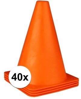 Pionnen - 40x stuks - oranje - 17 cm - plastic - pionnetjes - sport/voetbal training