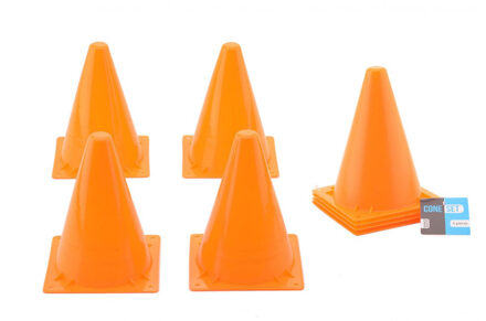 Pionnen - 8x stuks - oranje - 17 cm - plastic - pionnetjes - sport/voetbal training