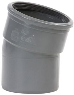 Pipelife PVC bocht 15°, manchet x spie, grijs, KOMO