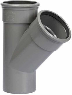 Pipelife PVC T-stuk 45°, 2x manchet/1x spie, grijs, KOMO