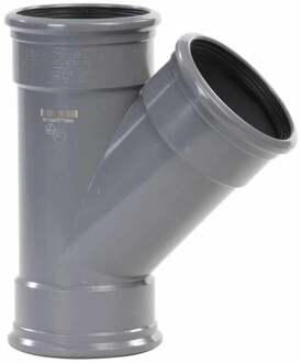 Pipelife PVC T-stuk 45°, 3x manchet, grijs, KOMO
