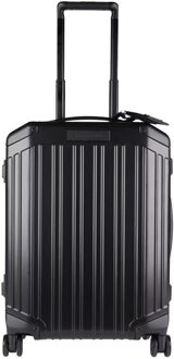 Piquadro Alu Slim 4 Wheel Cabin Trolley Black Aluminum silver