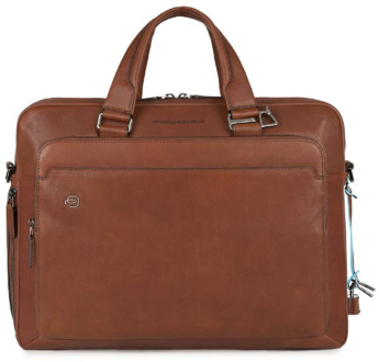 "Piquadro Black Square Briefcase 15"" Tobacco" Bruin