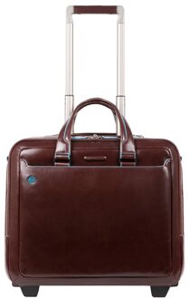 Piquadro Black Square Briefcase with wheels 2 compartments brown