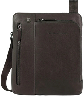 Piquadro Black Square Crossbody Bag dark brown