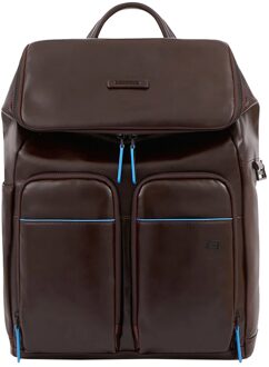 Piquadro Blue Square Backpack Two Front Pockets brown backpack Bruin - H 40 x B 32 x D 16