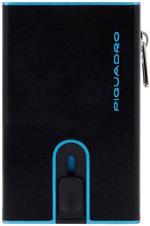 Piquadro Blue Square Compact Wallet black portemonnee Zwart - H 10 x B 6.2 x D 2.5 cm
