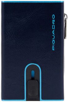 Piquadro Blue Square Compact Wallet dark blue portemonnee Blauw - H 10 x B 6.2 x D 2.5 cm