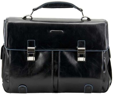 "Piquadro Blue Square Computer Briefcase 15.6"" Black" Zwart