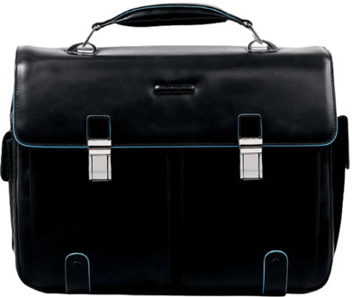 "Piquadro Blue Square Computer Briefcase 15.6"" Black" Zwart