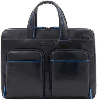 Piquadro Blue Square Computer Portfolio Briefcase 14'' night blue Blauw - H 27 x B 37 x D 7