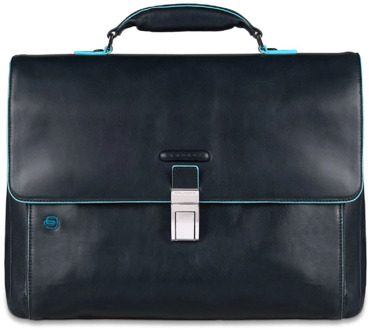 Piquadro Blue Square Expandable Computer Portfolio Briefcase 15 Night Blue