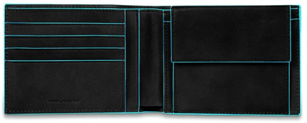 Piquadro Blue Square Men's Wallet With Coin Pocket Black