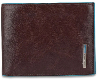 Piquadro Blue Square Men's Wallet With Coin Pocket Mahogany