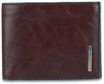 Piquadro Blue Square Men's Wallet With Coin Pocket Mahogany