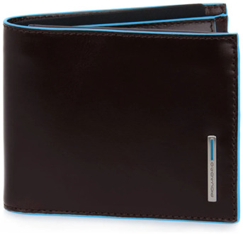 Piquadro Blue Square Men's Wallet With Flip Up/Coin Pocket Mahogany