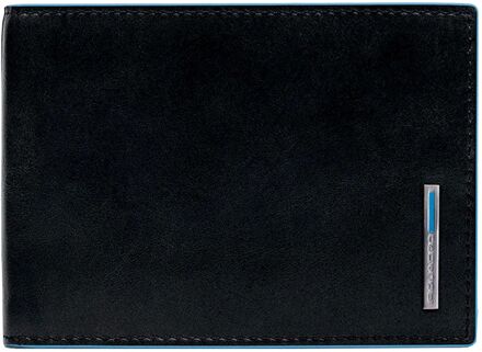Piquadro Blue Square Men's Wallet With Flip Up With ID/Coin Pocket Black