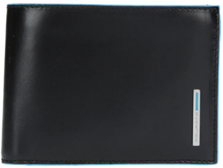 Piquadro Blue Square Men's Wallet With Flip Up With ID/Coin Pocket Black