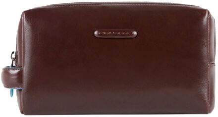 Piquadro Blue Square Toiletry Bag Two Dividers Mahogany