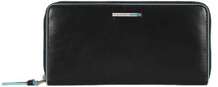 Piquadro Blue Square Women Zip Long Wallet Black