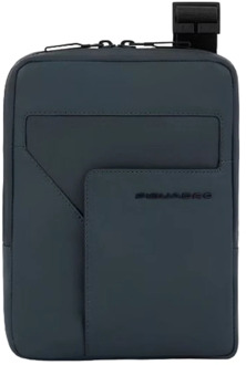 Piquadro Groene Schoudertas met RFID-bescherming en vak voor iPad Mini Piquadro , Green , Heren - ONE Size