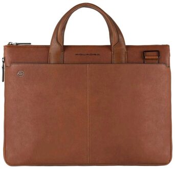 Piquadro Laptoptas Black Square Leer - cognac