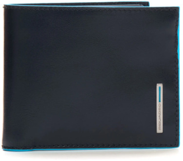 Piquadro Leren portemonnee met kaarthouder en muntvakje Piquadro , Blue , Heren - ONE Size