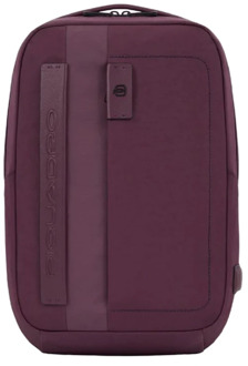 Piquadro Paarse Bucket Rugzak Rugzak met Laptop en iPad Compartiment Piquadro , Purple , Heren - ONE Size