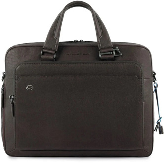 Piquadro "Piquadro Black Square Briefcase 15"" Dark Bown" Bruin