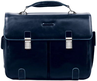 Piquadro "Piquadro Blue Square Computer Briefcase 15.6"" Night Blue" Blauw