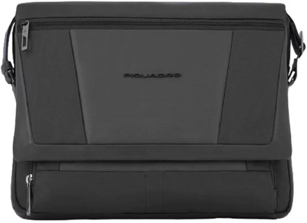 Piquadro Zwarte gerecyclede stoffen computermessengertas Piquadro , Black , Heren - ONE Size