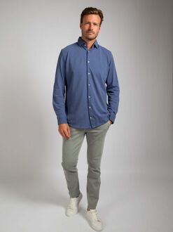 Piqué Overhemd Jeans Blauw - XL