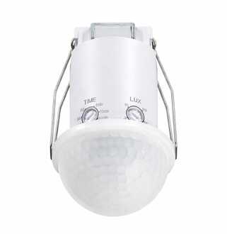 PIR-bewegingssensor met schemerschakelaar - 44mm - 360° - Bereik tot 10m links & rechts - Montagehoogte 2,2 tot 6m - IP54 - Maximaal 600W Wit
