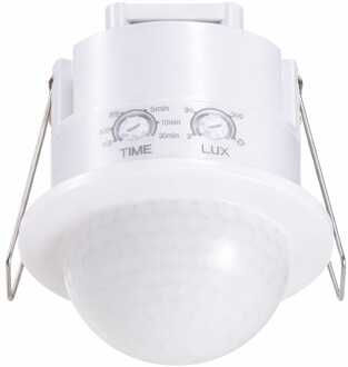 PIR-bewegingssensor met schemerschakelaar - 68mm - 360° - Bereik tot 10m links & rechts - Montagehoogte 2,2 tot 6m - IP54 - Maximaal 600W Wit
