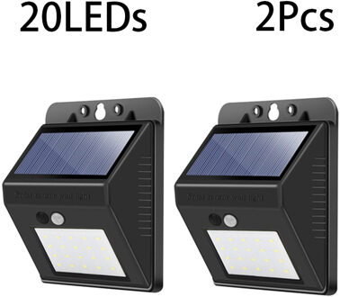Pir Motion Sensor 20/100LED Zonlicht Controle 1/3 Zijdig Zonne-energie Straat Licht Yard Path Huis Tuin Solar Lamp wandlamp 2stk 20LED