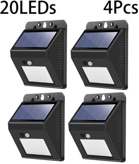 Pir Motion Sensor 20/100LED Zonlicht Controle 1/3 Zijdig Zonne-energie Straat Licht Yard Path Huis Tuin Solar Lamp wandlamp 4stk 20LED