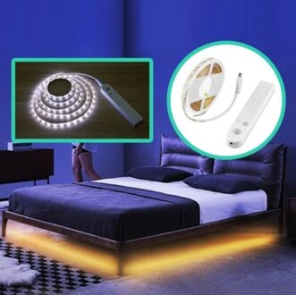 PIR Motion Sensor LED Verlichting Voor Keuken LED Onder Kast Licht Nachtkastje Trappen Kledingkast Night Security Lamp Batterij Lamp Cold wit 1M
