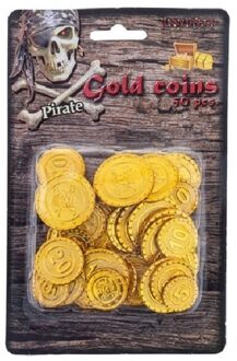 Piraat munten goud 200 stuks - Piraten verkleed accessoire - Gouden speelgoed munten