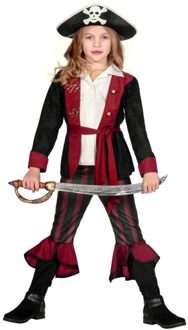 Piraat Outfit Meisje Burgundy Premium Zwart