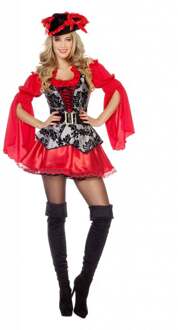 Piraat & Viking Kostuum | Lady Extravaganza Pirate Rood | Vrouw | Maat 46 | Carnaval kostuum | Verkleedkleding