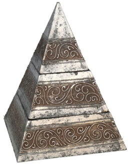 Piramide opbergkistje met deksel - zilver - 14 x 14 x 20 cm - metaal