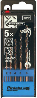 Piranha Hi-TECH metaalboren cassette, 5-delig 2-3-4-5-6mm X50757