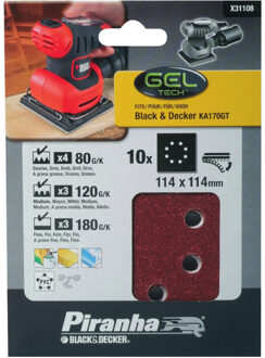 Piranha Schuurstroken 114 x 114 mm Super (4xK80, 3xK120, 4xK180), 10 stuks X31108