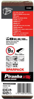 Piranha Sparpack schuurband 75 x 533 mm; korrel 60 (3x), 80 (3x), 100 (3x), 9 stuks X33481